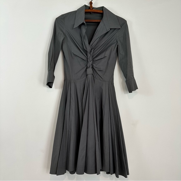 Celine Grey Cotton Blend Braided Detail Short Dress Size 34 EU 2 US - Picture 3 of 11